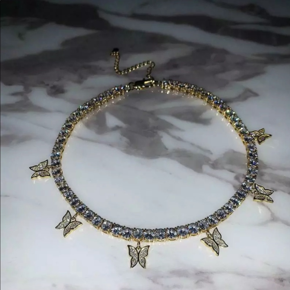 Butterfly Gold Tennis Choker -Luxury Women Jewlery